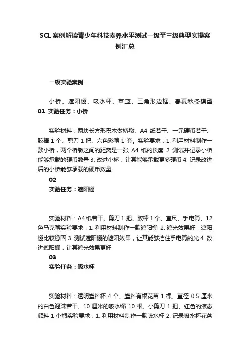 SCL案例解读青少年科技素养水平测试一级至三级典型实操案例汇总