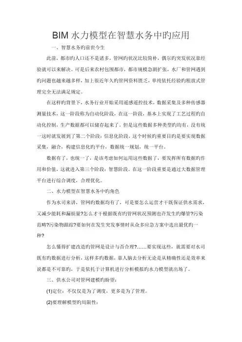 BIM水力模型在智慧水务中的应用