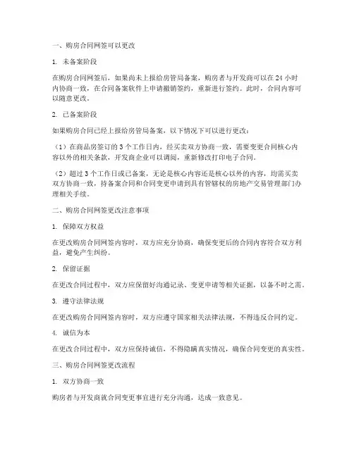 购房合同网签还能更改