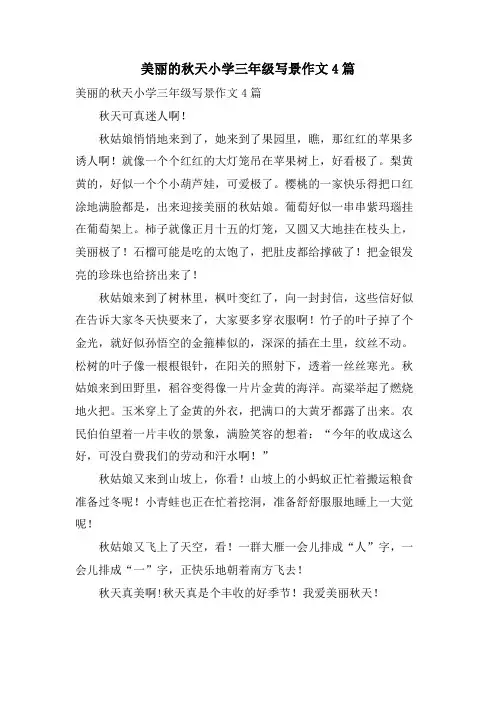 美丽的秋天小学三年级写景作文4篇