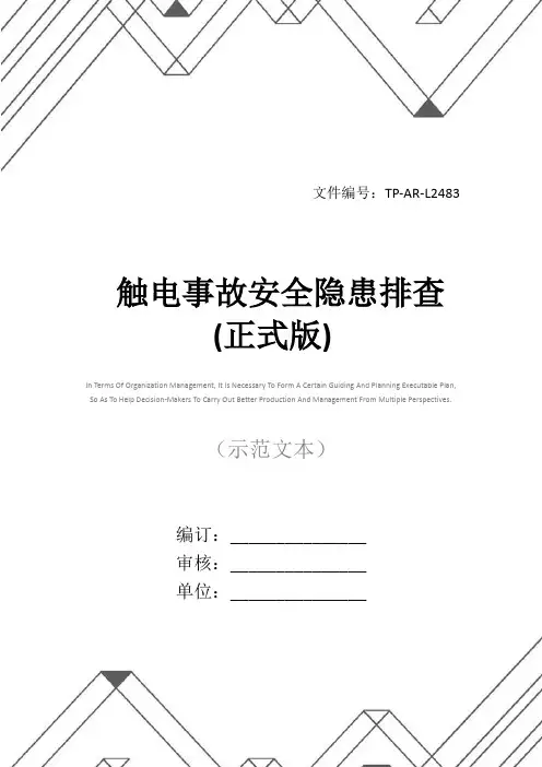触电事故安全隐患排查(正式版)