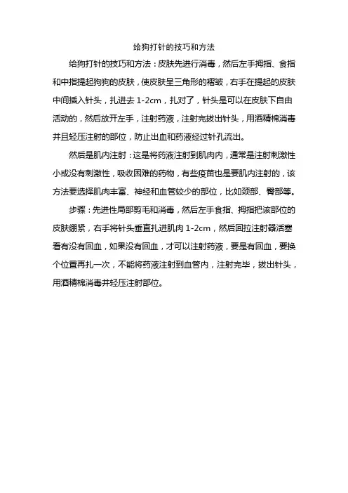 给狗打针的技巧和方法