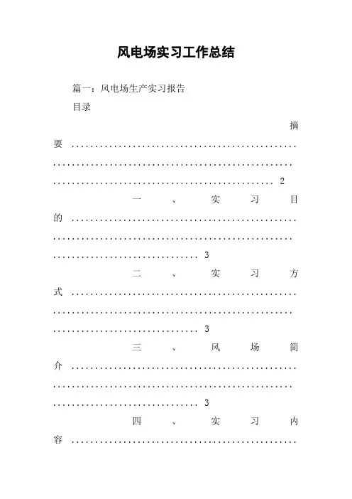风电场实习工作总结