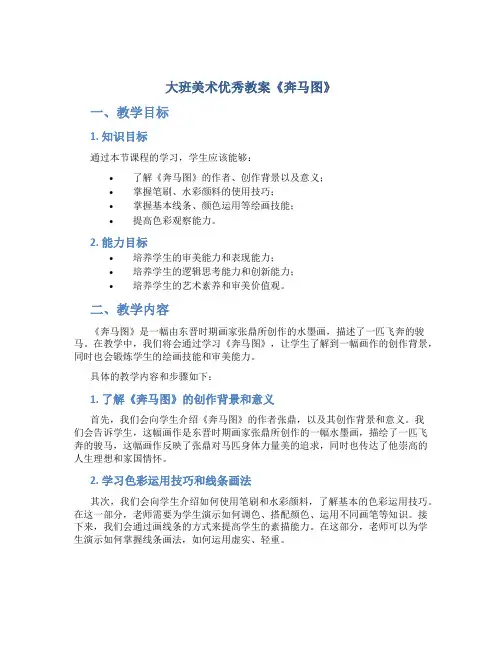 大班美术优秀教案《奔马图》