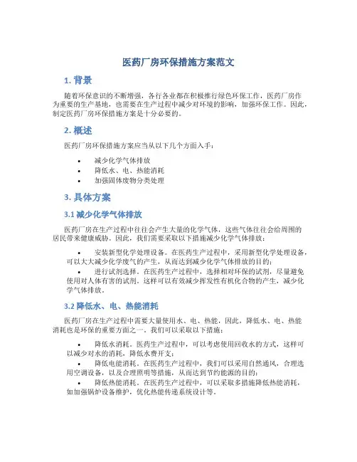 医药厂房环保措施方案范文