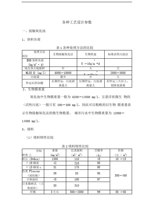 接触氧化池设计参数
