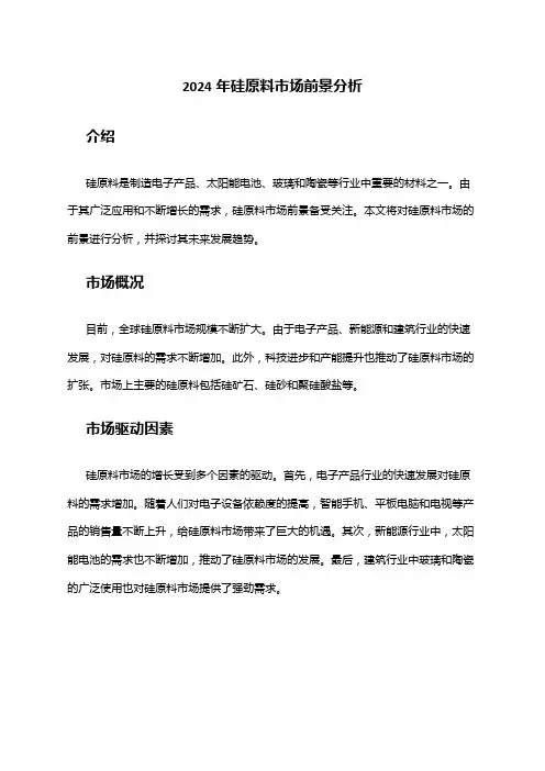 2024年硅原料市场前景分析