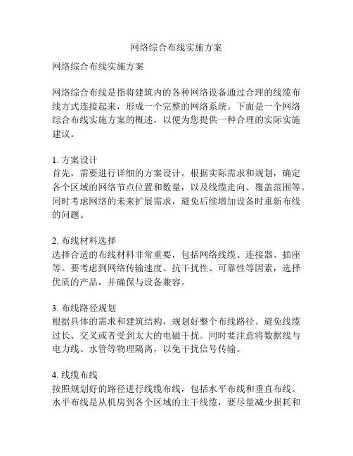 网络综合布线实施方案