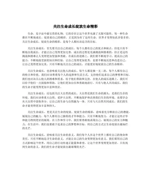 关注生命成长绽放生命精彩