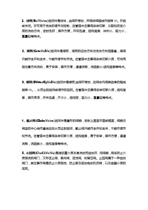 技能培训之常用29类阀门