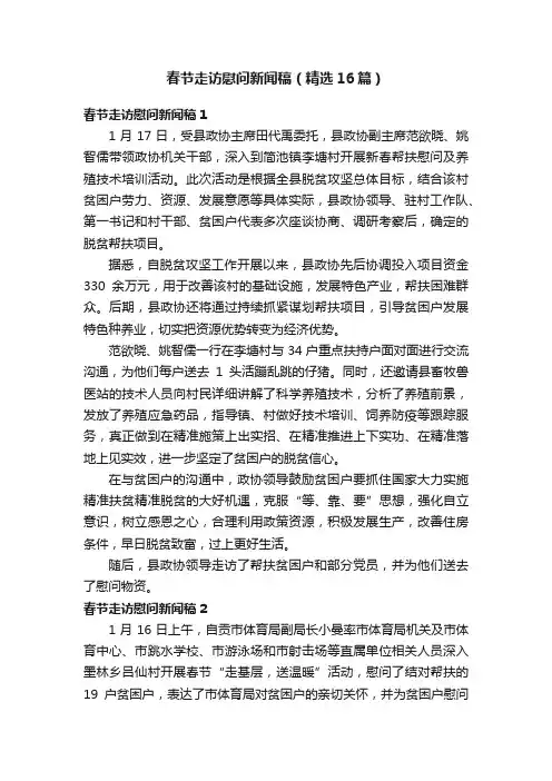 春节走访慰问新闻稿（精选16篇）