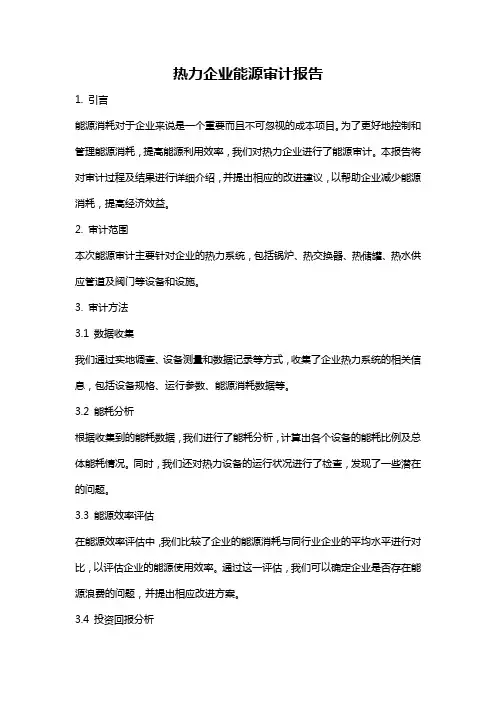 热力企业能源审计报告