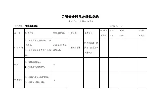 工程安全隐患排查记录表(4)