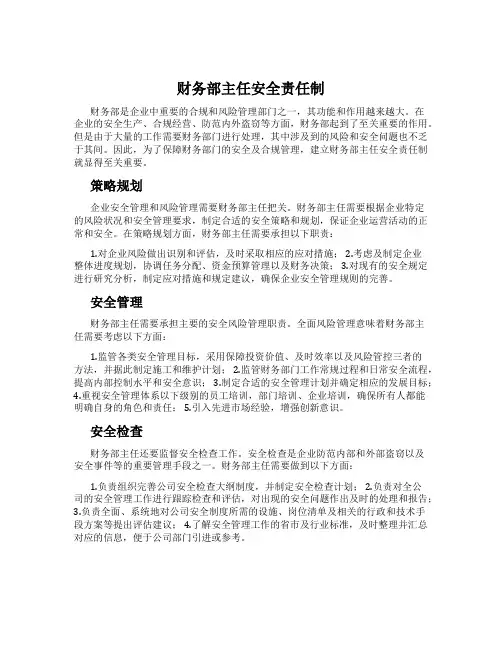 财务部主任安全责任制