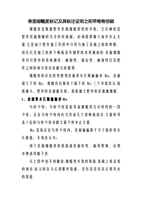 表面粗糙度符号及数值说明