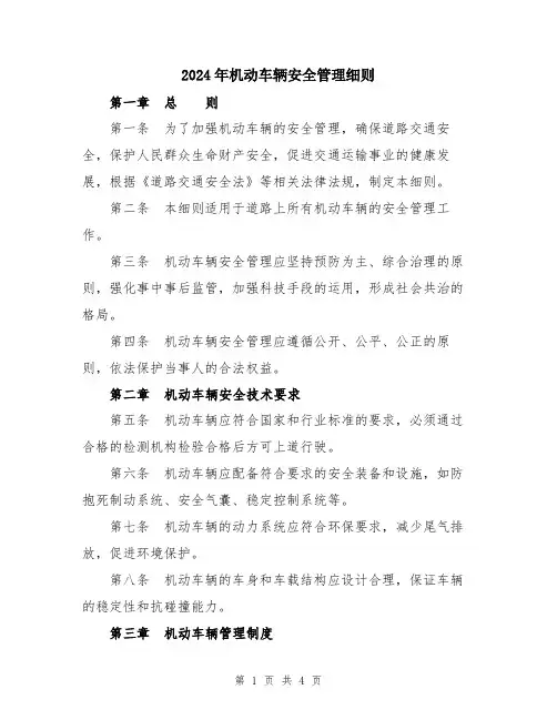 2024年机动车辆安全管理细则