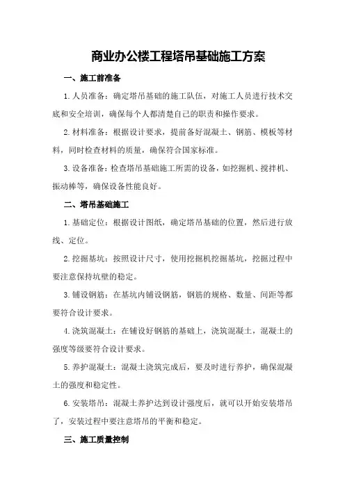 商业办公楼工程塔吊基础施工方案