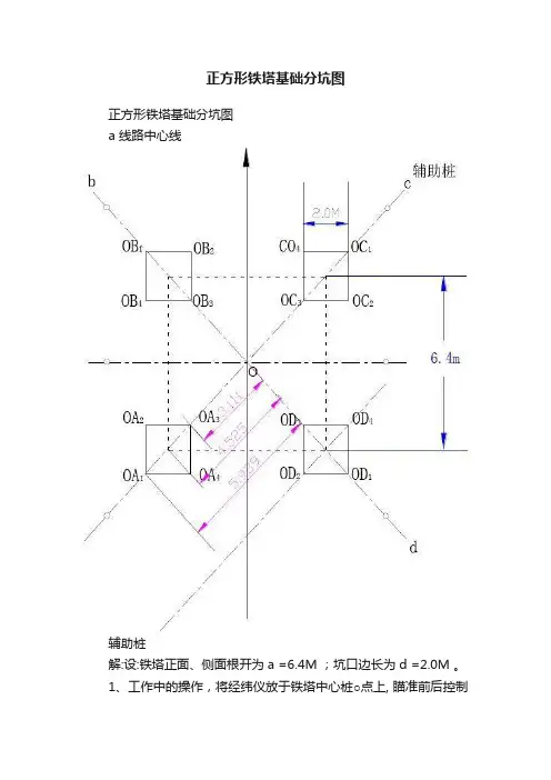 正方形铁塔基础分坑图