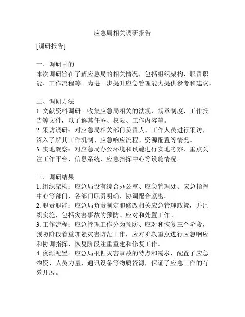 应急局相关调研报告