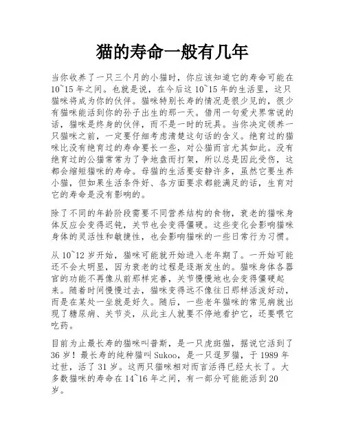 猫的寿命一般有几年