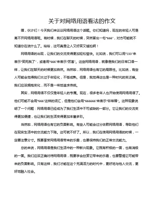 关于对网络用语看法的作文