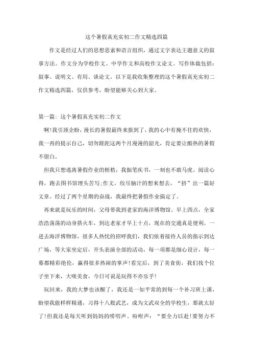 这个暑假真充实初二作文精选四篇