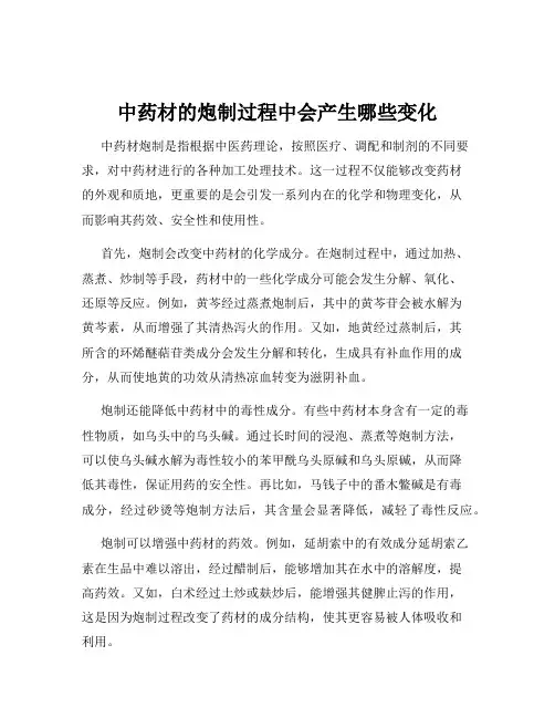 中药材的炮制过程中会产生哪些变化