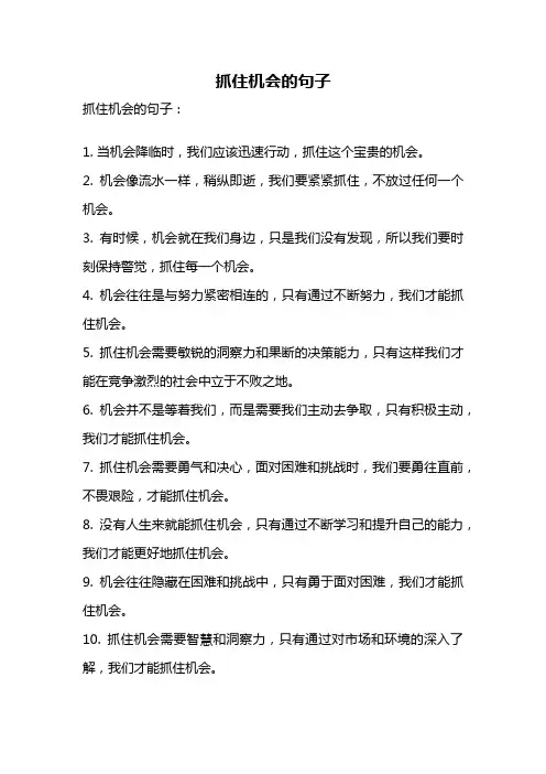 抓住机会的句子