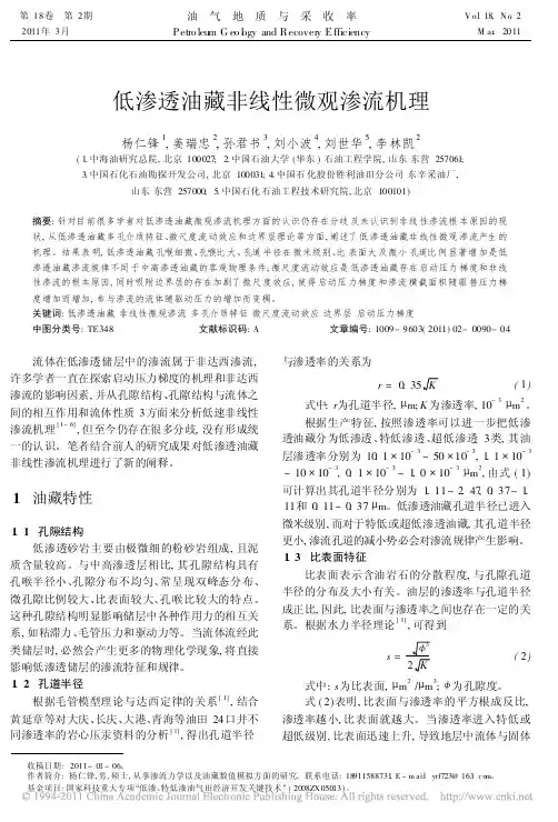 低渗透油藏非线性微观渗流机理