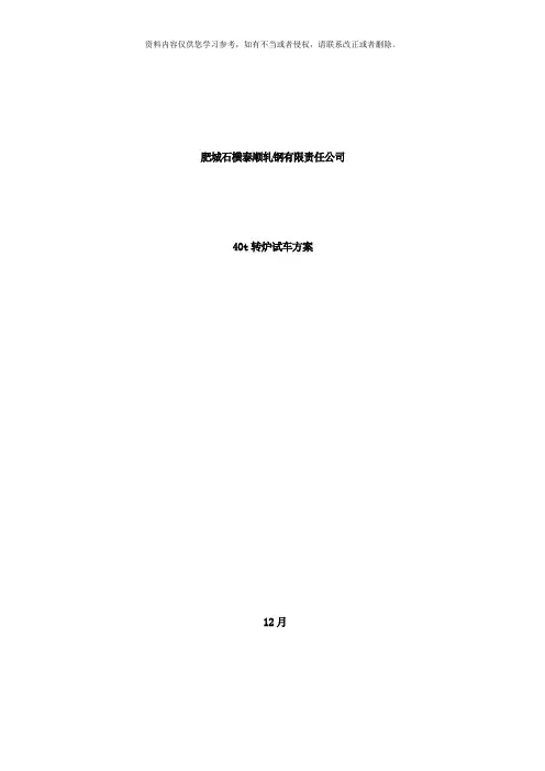 转炉调试方案样本