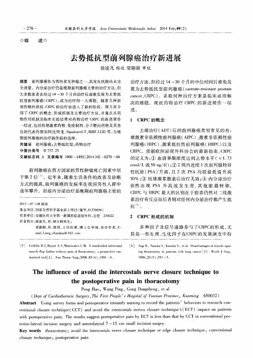 去势抵抗型前列腺癌治疗新进展
