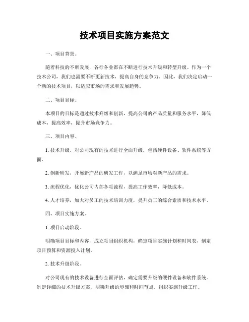 技术项目实施方案范文