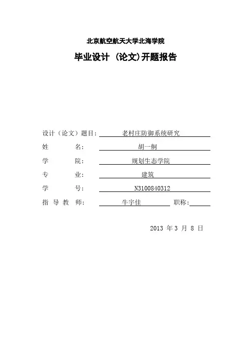 开题报告,胡一舸,N3100840312