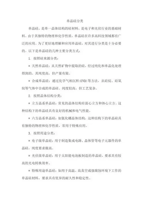单晶硅分类