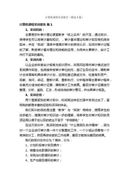 计算机课程实训报告（精选3篇）