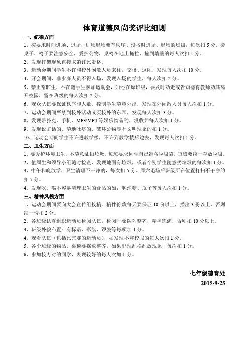 体育道德风尚奖评比细则