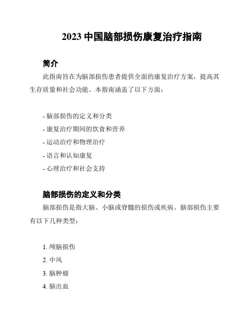 2023中国脑部损伤康复治疗指南