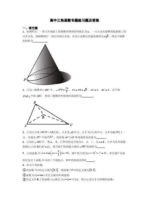 高中三角函数专题练习题及答案