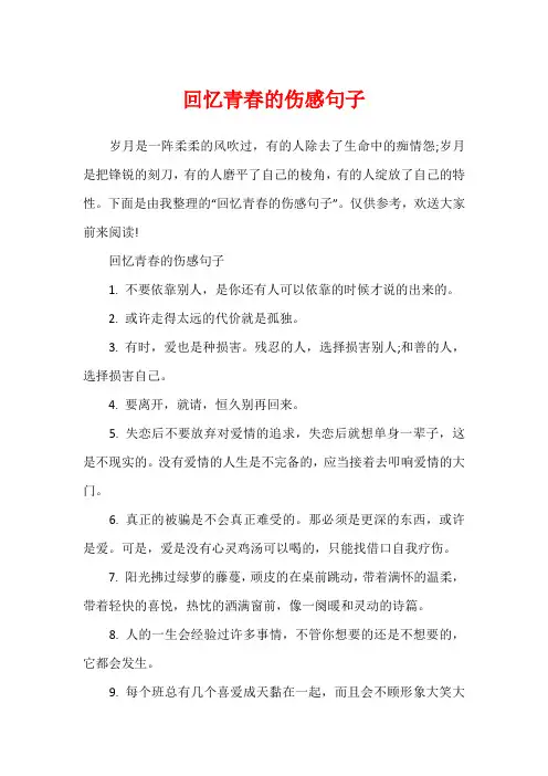 回忆青春的伤感句子