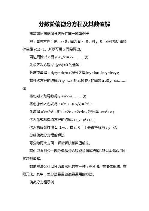 分数阶偏微分方程及其数值解