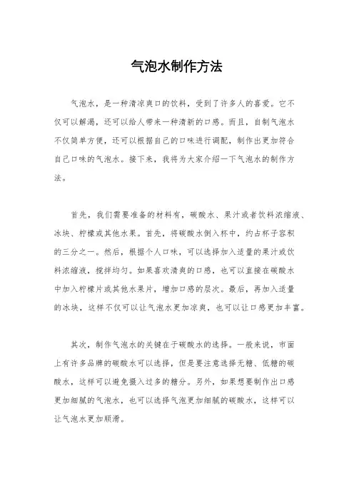气泡水制作方法