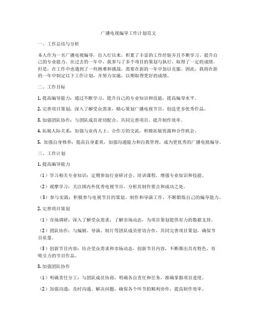 广播电视编导工作计划范文