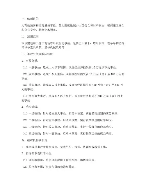 塔吊事故救援应急预案