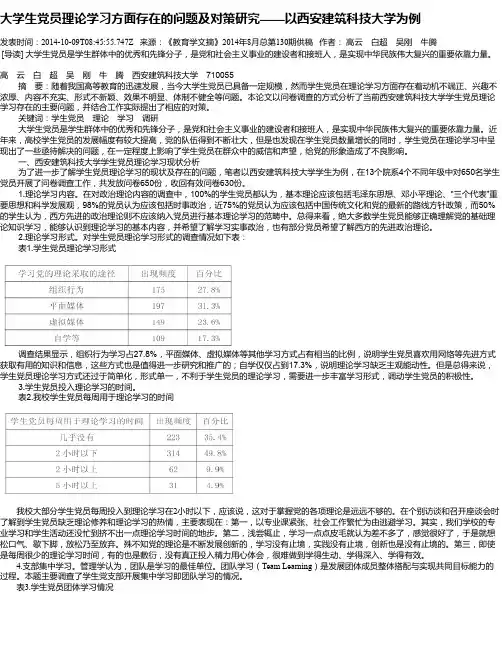 大学生党员理论学习方面存在的问题及对策研究——以西安建筑科技