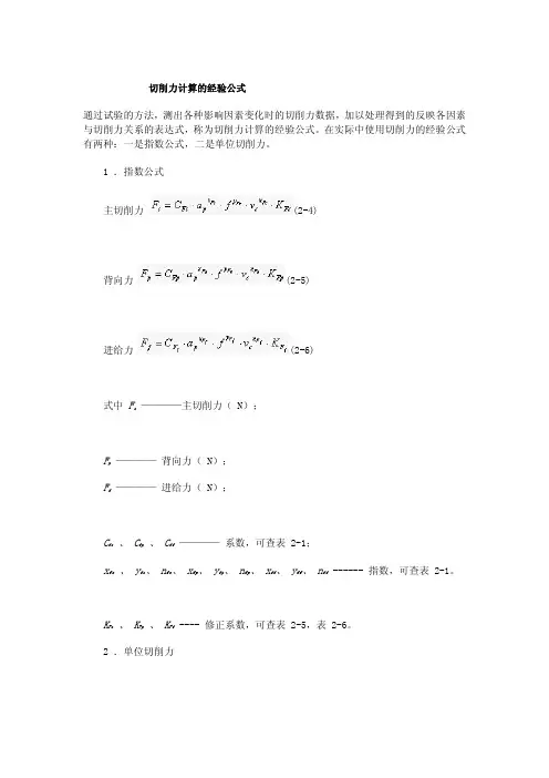 切削力计算