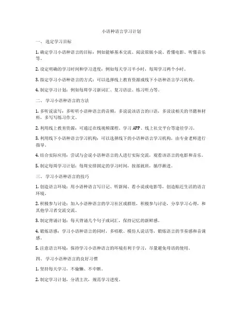 小语种语言学习计划