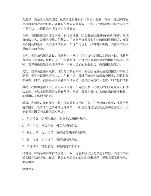 入职后团支书发言稿范文
