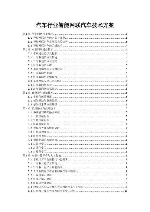 汽车行业智能网联汽车技术方案