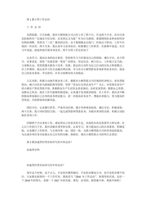 小贷信贷员工作总结(共14篇汇总).doc