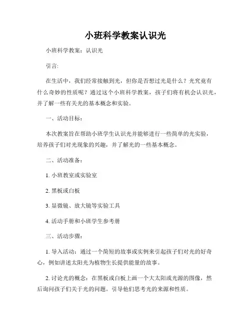 小班科学教案认识光